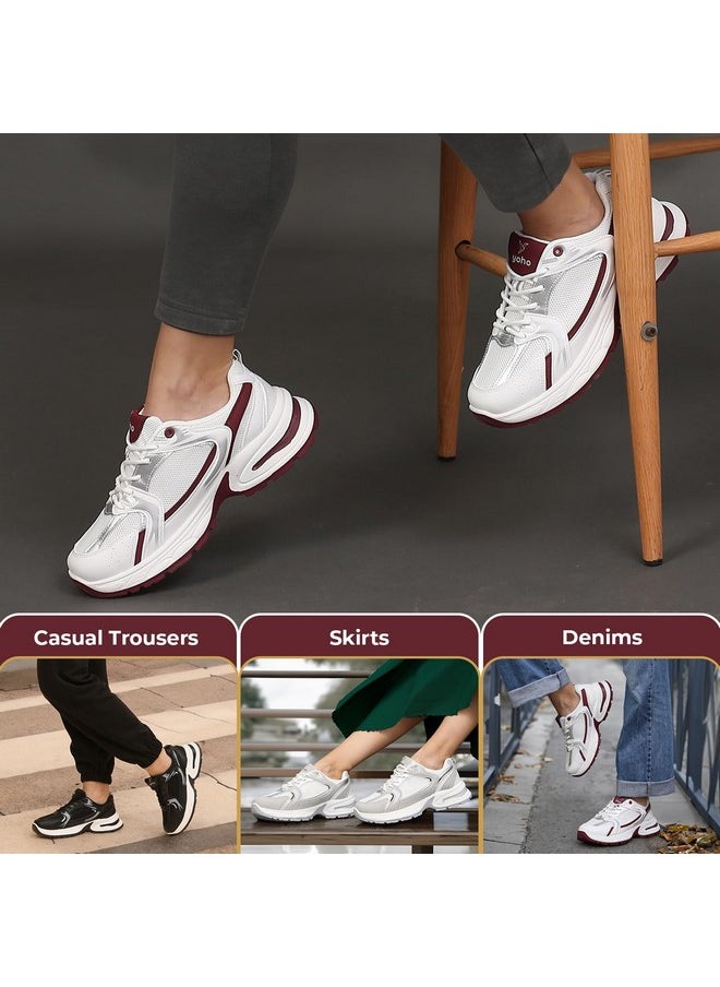 YOHO YOHO Chonks Women’s Sporty Comfortable Chunky Sneakers | Burgundy - UK 3  - Image 4