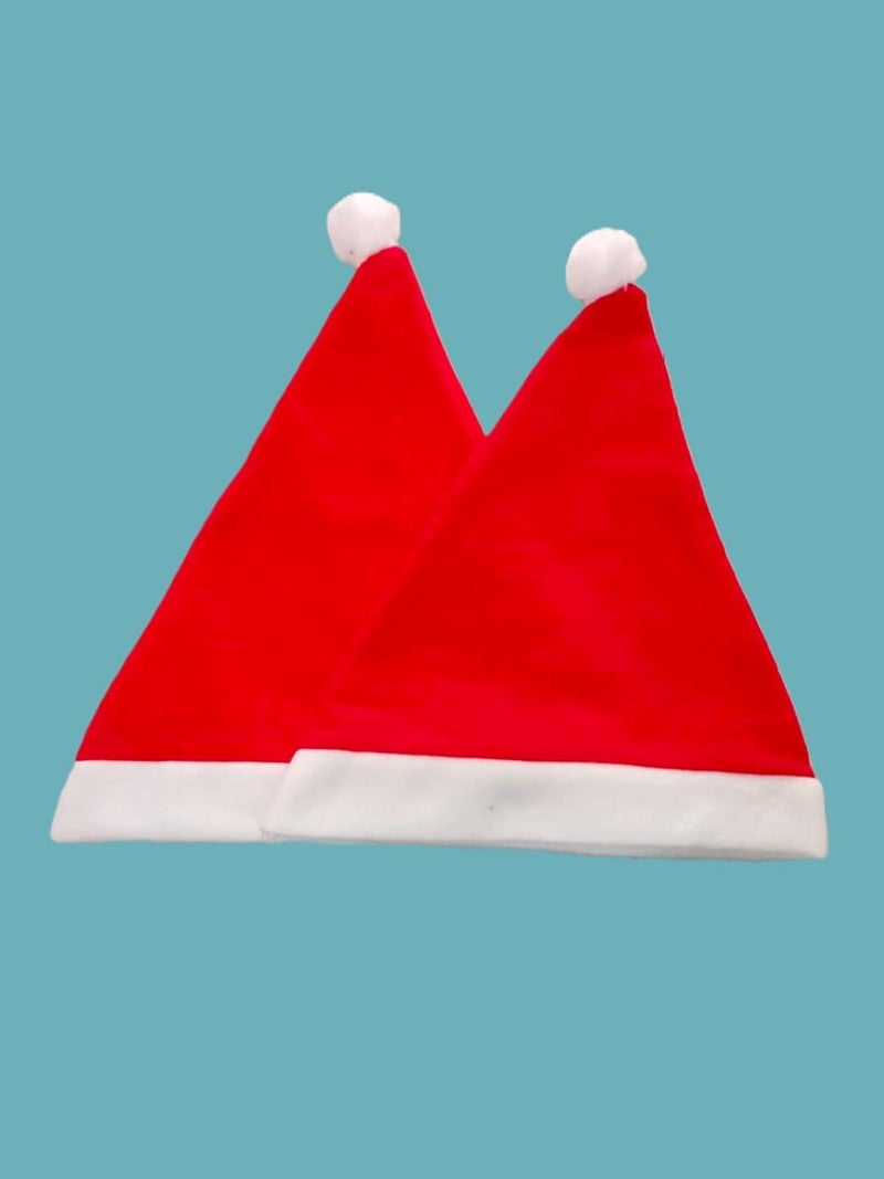 BookMyCostume Christmas Set of 2 Santa Caps Combo Adults Fancy Dress Accessory - Image 1