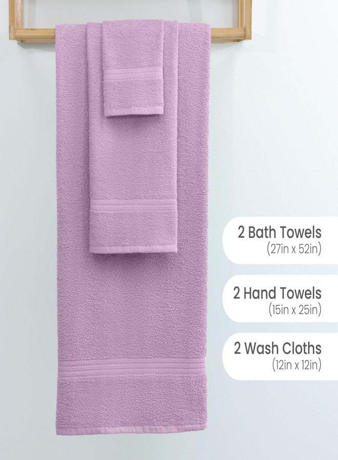 Martex Easy Living Everyday 6-Piece Bathroom Towel Set - 2 Bath Towels, 2 Hand Towels, 2 Wash Cloths - 100% Cotton - Soft & Quick-Dry Towels - Lilac - Image 2
