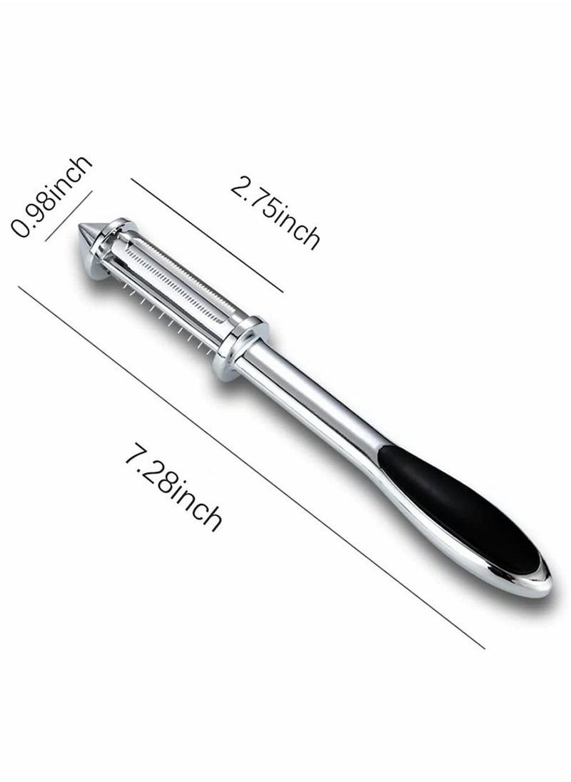 NIBEMINENT Vegetable Peeler, Stainless Steel Veggie Julienne, Built-In Potato Eye Remover, Fruit Peeler with Non-Slip Grip, 3 in 1 Kitchen Tool for Carrot ( Silver )  - Image 4