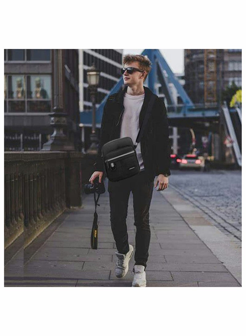 Men's Versatile Canvas Crossbody Bag with Multiple Pockets for Travel, School, and Office - Stylish Messenger for Mobile Phones and Essentials - Image 5