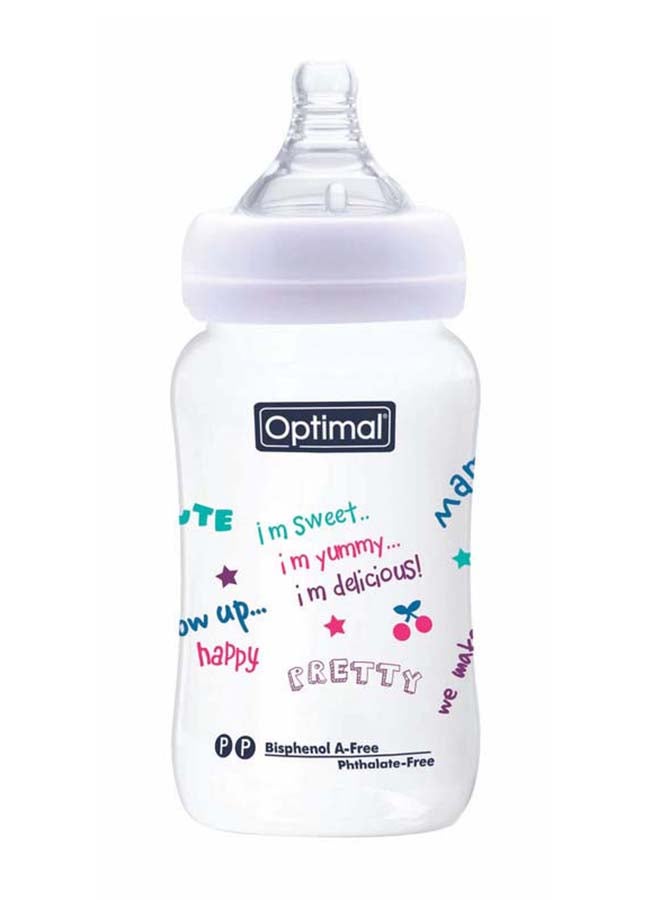Optimal زجاجة رضاعة برأس عريض مع مقبض 240 مل، أبيض - Image 2