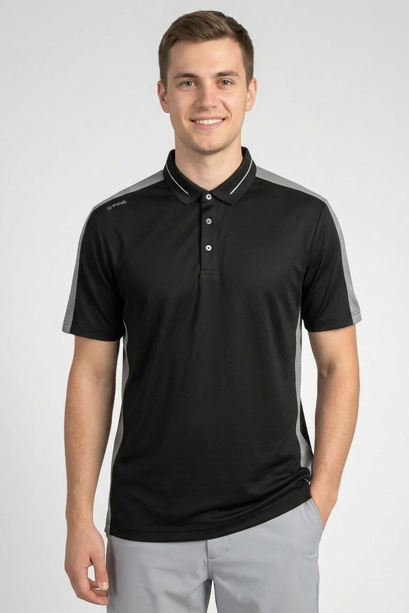 Ping Men Sportswear Fit Short Sleeve Outdoor Polo Shirt, Black - Image 1