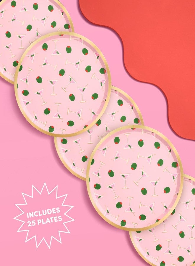 xo, Fetti Dirty Martini Paper Plates | 25 pcs, 9" | Cocktail Bachelorette Decorations, Dinner Party Setting, Olive Birthday Decor, Cute Picnic Tablescape - Image 2