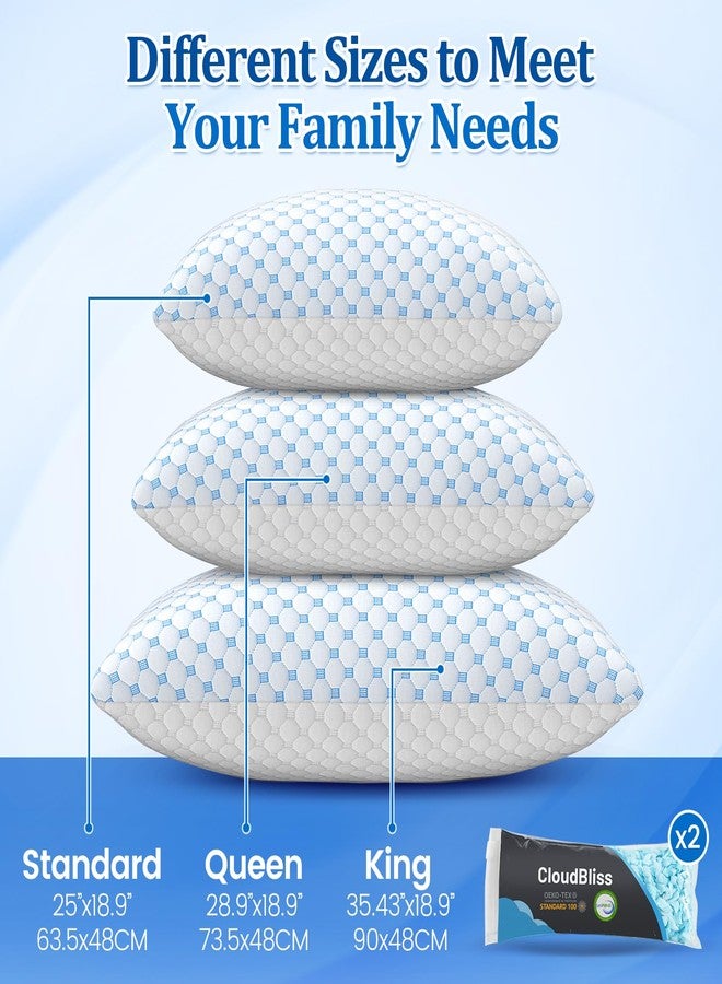 CloudBliss Shredded Memory Foam Pillow for Sleeping - Adjustable Cooling Pillow with Breathable Washable Cover, CertiPUR-US Certified, 1 Pack Queen Size for Side/Back/Stomach Sleepers - Image 2