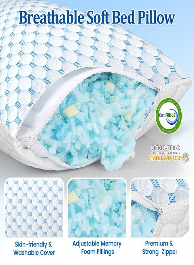 CloudBliss Shredded Memory Foam Pillow for Sleeping - Adjustable Cooling Pillow with Breathable Washable Cover, CertiPUR-US Certified, 1 Pack Queen Size for Side/Back/Stomach Sleepers - Image 5