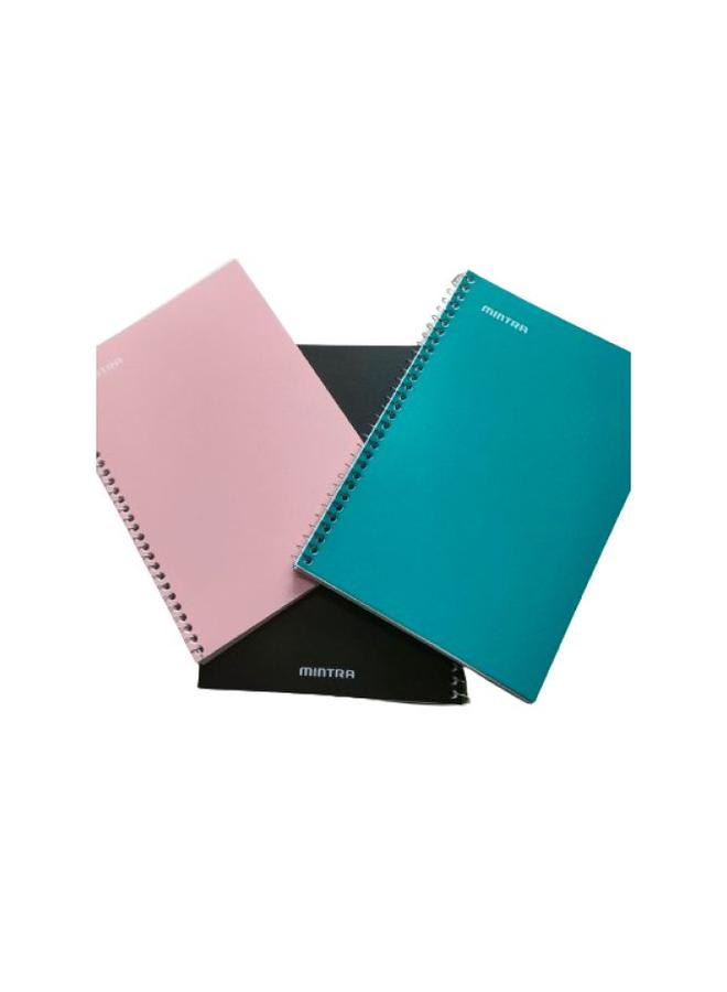 Mintra set of 3 spiral notebooks, 100 sheets each, size 17*24, with plastic cover.