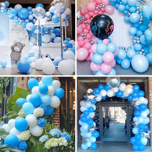RUBFAC 129pcs Light Blue Balloons Different Sizes 18 12 10 5 Inch for Garland Arch, Sky Blue Balloons for Birthday Gender Reveal Baby Shower Party Decoration - Image 5