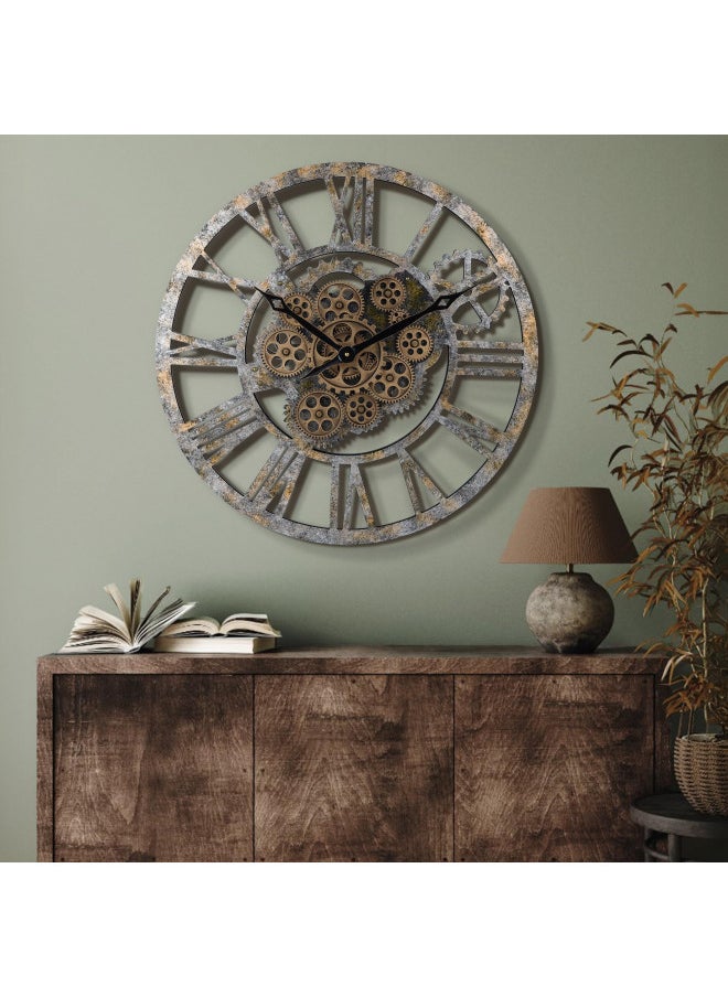 Lafocuse Lafocuse 23 Inch Wooden Real Moving Gears Wall Clock Distressed Bronze,Large Oversized Farmhouse Rustic Vintage Industrial Clock for Living Room Decor  - Image 1