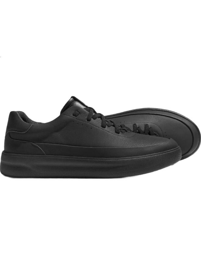 DESAI Men'S Low-Top Leather Casual Shoes Fashion Lightweight Commuting Sports Board Shoes Men Black 44 - Image 2