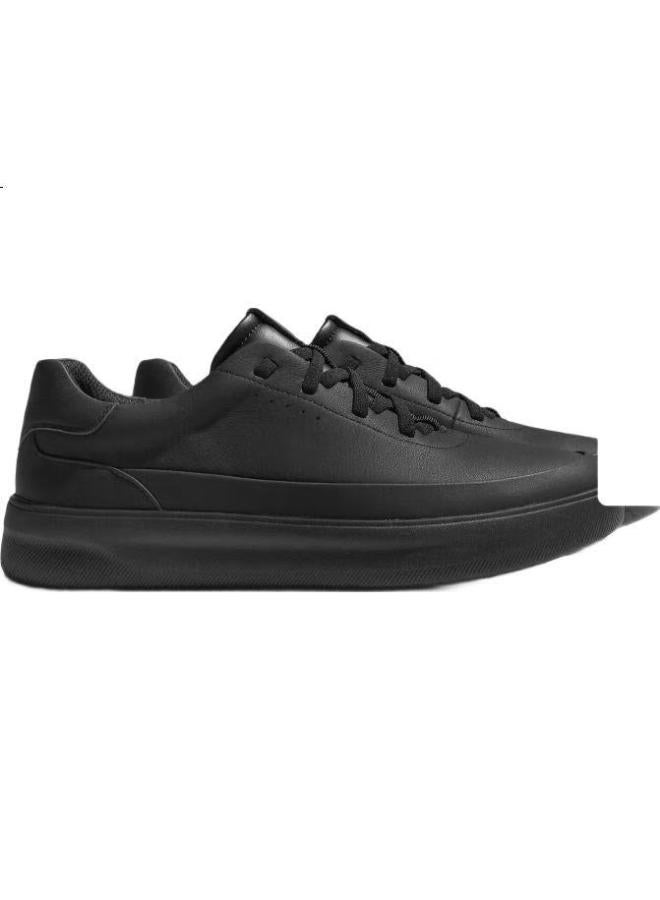 DESAI Men'S Low-Top Leather Casual Shoes Fashion Lightweight Commuting Sports Board Shoes Men Black 44 - Image 3