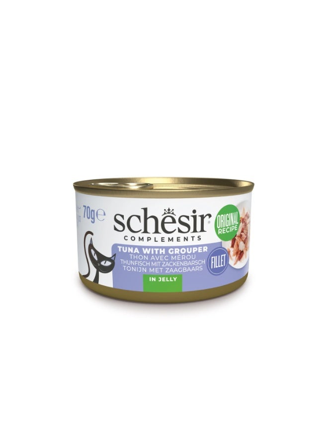 Schesir Complements Cat Wet Food in Jelly Can- Tuna With Grouper 70g x 3pcs - Image 2