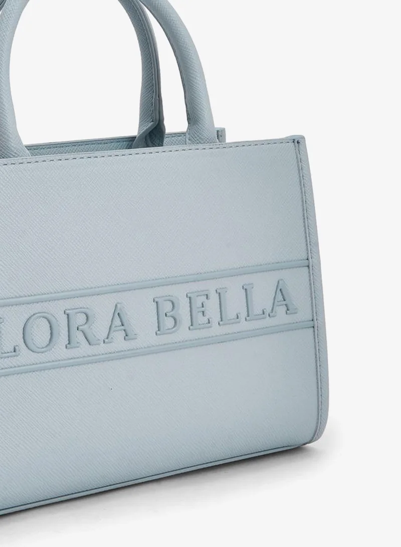 Flora Bella By Shoexpress BLUE Flora Bella Logo Embossed Tote Bag with Detachable Strap for Women | Best Price UAE
