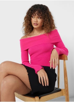 ONLY Bardot Ribbed Top  - Image 1