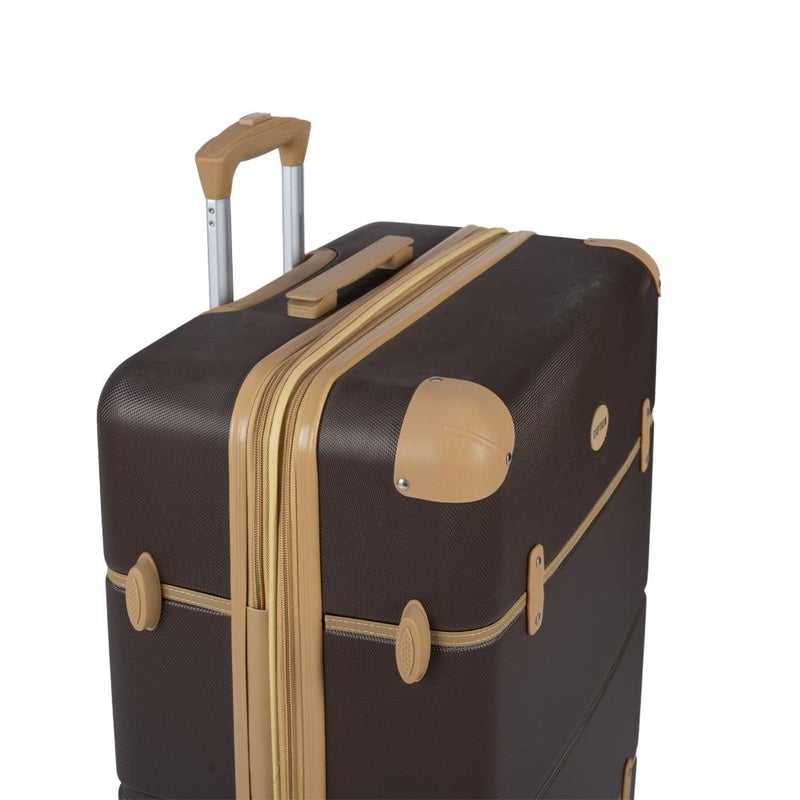 Classic, elegant 4-piece hard-shell luggage set with a brown frame. Durable, lightweight ABS material with extra expansion, Coffee - Image 5