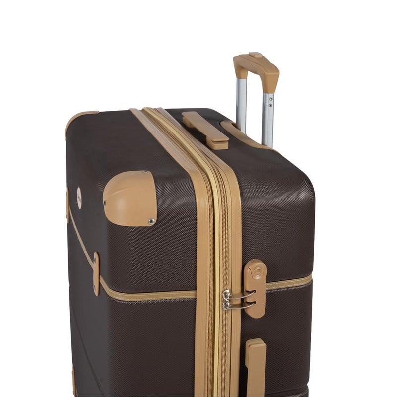Classic, elegant 4-piece hard-shell luggage set with a brown frame. Durable, lightweight ABS material with extra expansion, Coffee - Image 4