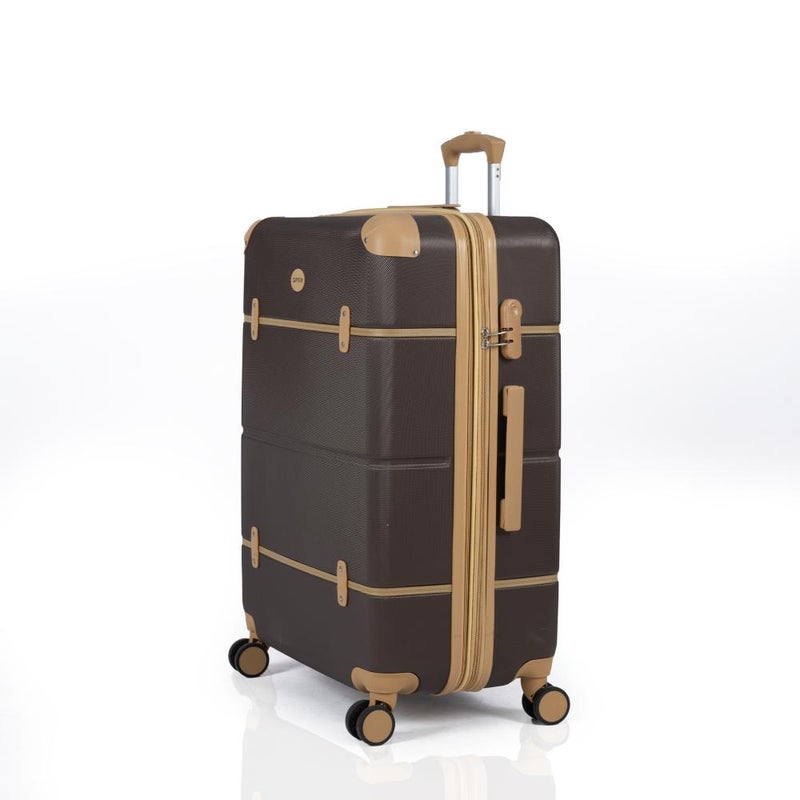 Classic, elegant 4-piece hard-shell luggage set with a brown frame. Durable, lightweight ABS material with extra expansion, Coffee - Image 3