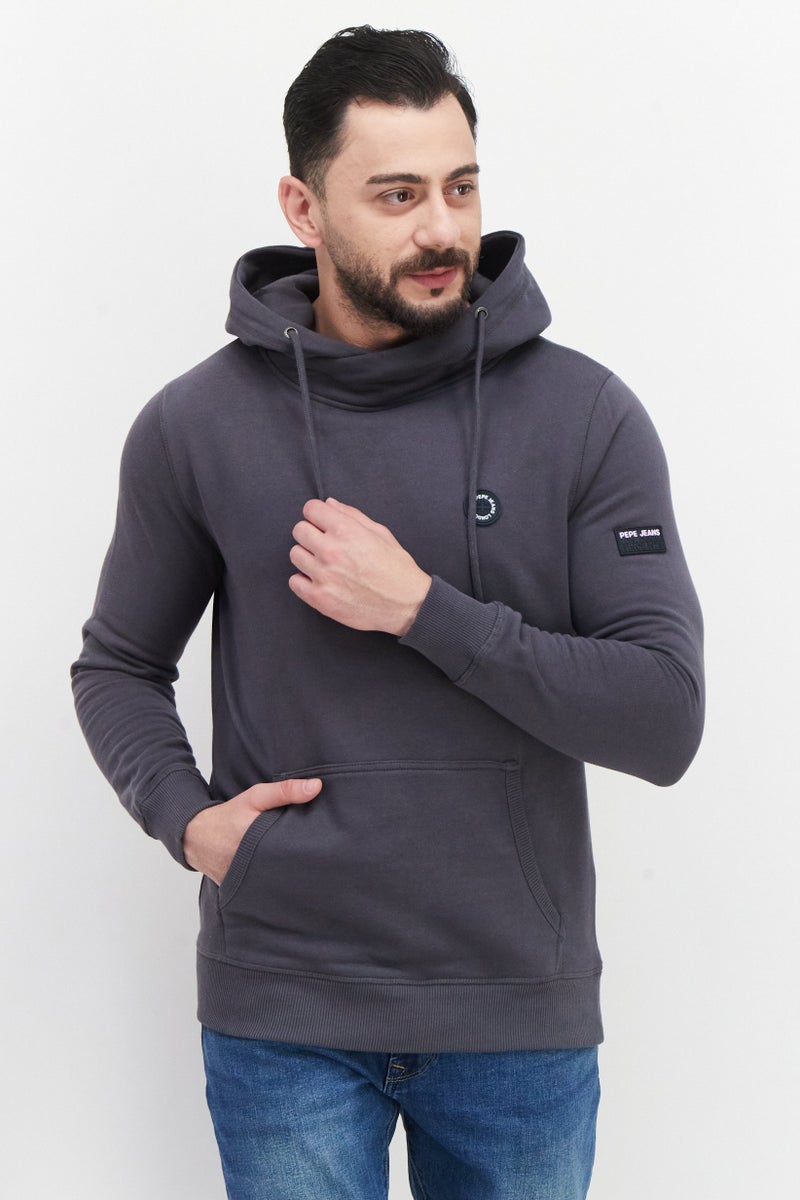 Pepe Jeans Men Brand Logo Hooded Sweatshirt, Grey - Image 1