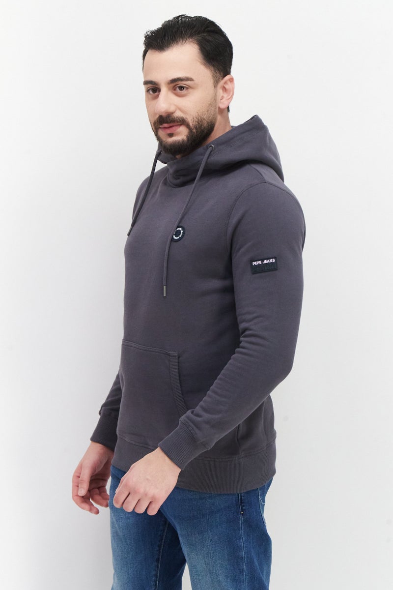 Pepe Jeans Men Brand Logo Hooded Sweatshirt, Grey - Image 3