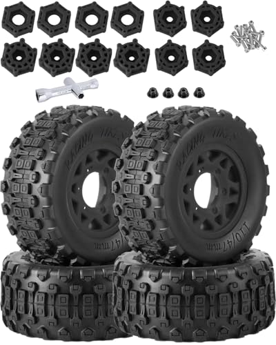 RcarmubWow RC Truck Tires RC Wheels and Tires12mm14mm17mm Hex RC Tires for 110 Slash 44 2WDArrm a SentonAxia1 Red cat Rc 4wdOffRoad Tire wRC Wheels HexBlack - Image 1