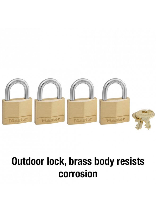 Master Lock 140Q Solid Padlocks, 4 Pack, Keyed-Alike, Brass, Silver - Image 3