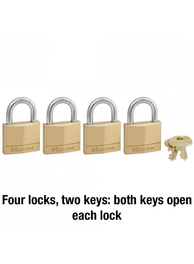 Master Lock 140Q Solid Padlocks, 4 Pack, Keyed-Alike, Brass, Silver - Image 4