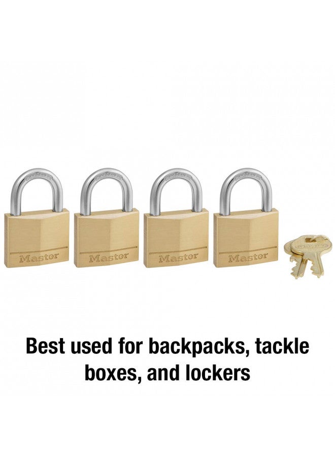 Master Lock 140Q Solid Padlocks, 4 Pack, Keyed-Alike, Brass, Silver - Image 2