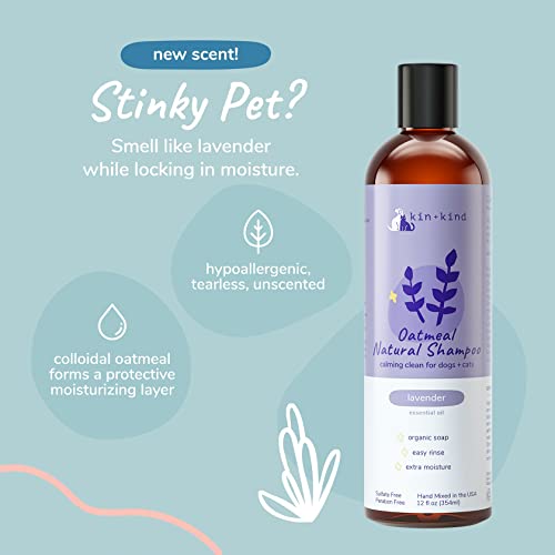kin+kind Lavender Oatmeal Pet Shampoo + Conditioner for Itchy Dogs and Cats - Pet Natural Shampoo Plus Conditioner (Bundle) - Image 2