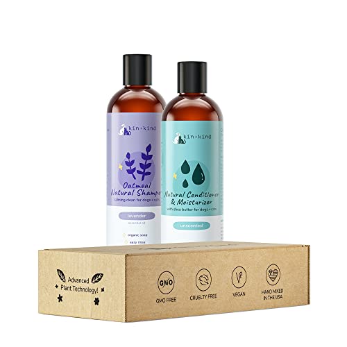 kin+kind Lavender Oatmeal Pet Shampoo + Conditioner for Itchy Dogs and Cats - Pet Natural Shampoo Plus Conditioner (Bundle) - Image 1