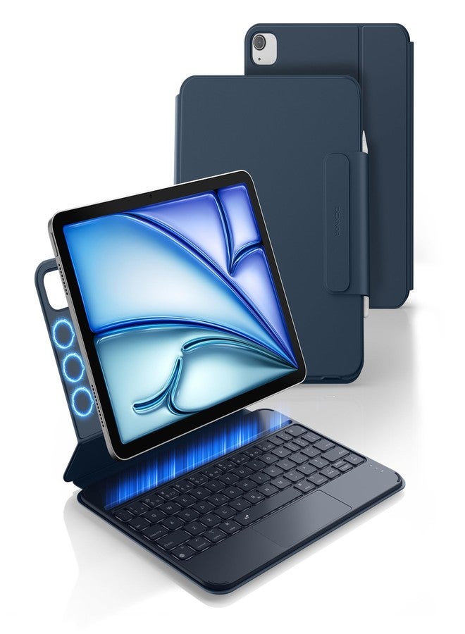 Dexnor Keyboard Case for iPad Air 11 inch (M3 2025/M2 2024) & iPad Pro 11 (4th/3rd/2nd/1st Gen) & iPad Air 5th/4th Gen Case with Keyboard Ultra-Thin Magnetic Detachable Trackpad Backlit, Blue - Image 1