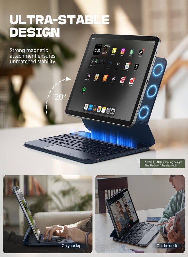 Dexnor Keyboard Case for iPad Air 11 inch (M3 2025/M2 2024) & iPad Pro 11 (4th/3rd/2nd/1st Gen) & iPad Air 5th/4th Gen Case with Keyboard Ultra-Thin Magnetic Detachable Trackpad Backlit, Blue - Image 3