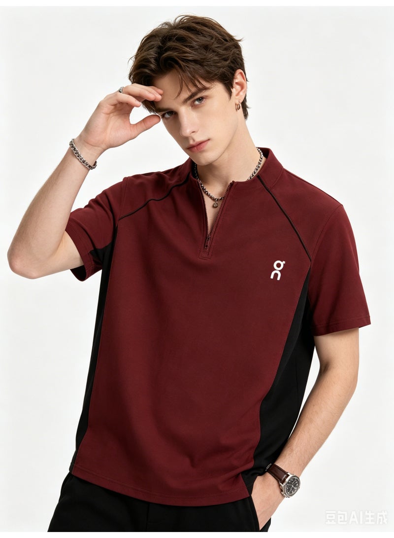 اون راننج On Running stand-up collar short-sleeved shirt, unisex. Suitable for outdoor sweatshirts, fitness and running. - Image 1