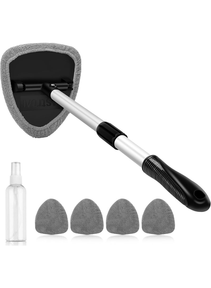 AstroAI AstroAI Windshield Cleaner Tool, Car Interior Detailing Cleaning Kit with Extendable Handle and 4 Reusable Microfiber Pads, Auto Glass Wiper Brush Kit, Cars, Trucks, SUVs, Gray  - Image 1