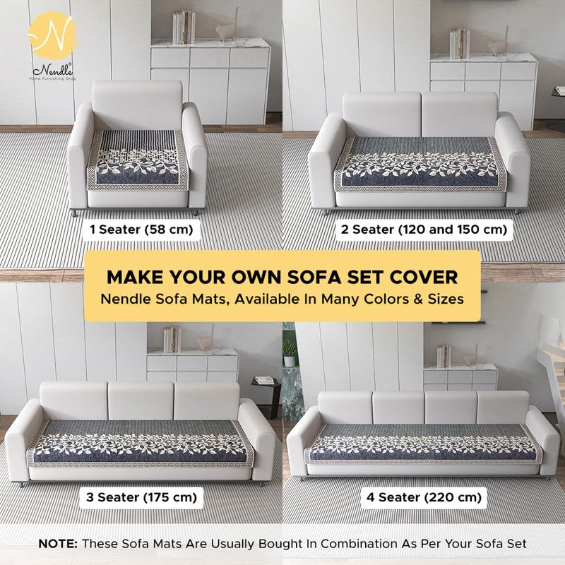 Nendle Superior Velvet Floral Sofa Mat 4 Seater Set Cover Durable Protector for Living Room Sofa Set 2+2, Suitable for L Shape, Sectional and U Shape Sofa (Color Grey, Pack of 2) - Image 4
