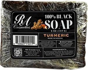 RA COSMETICS 100 African Black Soap Bar With Turmeric 5 oz