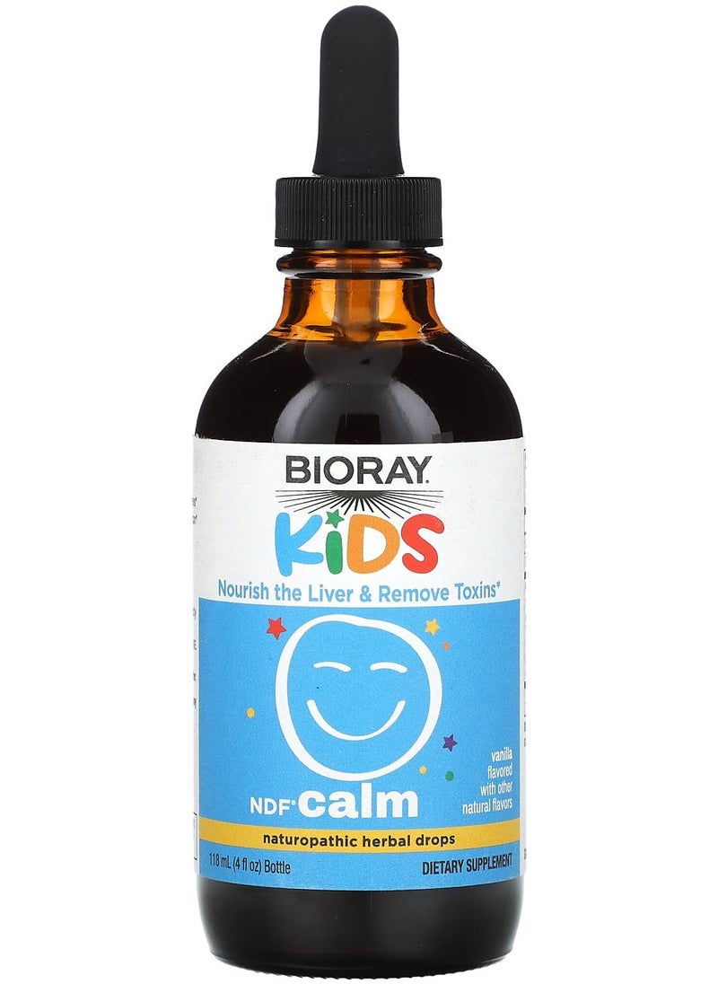BIORAY - Kids, NDF Calm, Naturopathic Herbal Drops, Vanilla, 4 fl oz (118 ml) - Image 1