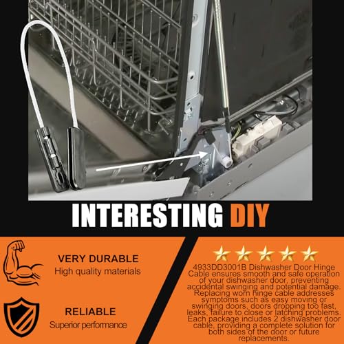 RNTKAB Upgrade 4933DD3001B Dishwasher Door Hinge Cable Assembly Completely Suitable for LG Dishwasher LDF7774ST LDF6920ST LDF6920BB LDF7551ST Replace 4933DD3001A PS3524406 AP4511304, 2 Pack - Image 2