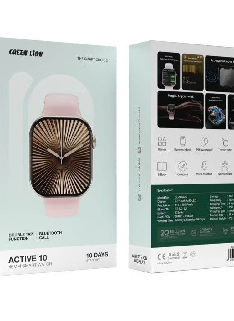 GreenLion Smart Watch /AMOLED Display 2.07inch / Storage 1GB Flash / Bluetooth Call / Games / Dynamic Island /Thermometer / Heart rate / E-Book / Compass / ChatGPT  Active 10 46MM  - Image 2