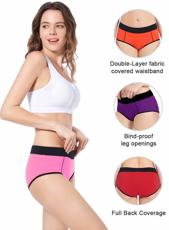 Molasus Women's Soft Cotton Briefs Panties Mid-High Waisted Underwear Ladies Full Coverage Plus Size Underpants 5Pack Large - Image 2