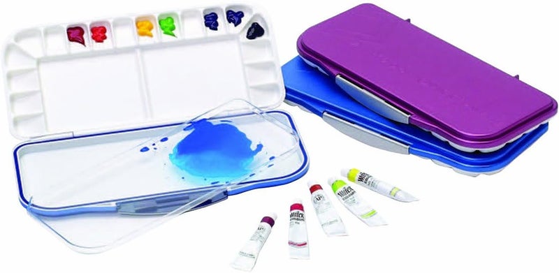 MARTIN Mijello Airtight Watercolor Palette with 18 Wells and Mixing Areas