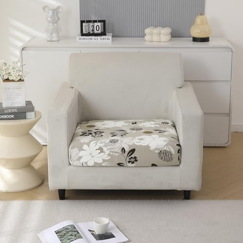HOKIPO 'Elira Series' 140gsm Stretchable Elastic Seat Cushion Cover, 3 Seater, Feather Brown Floral (AR-5350-C1) - Image 1