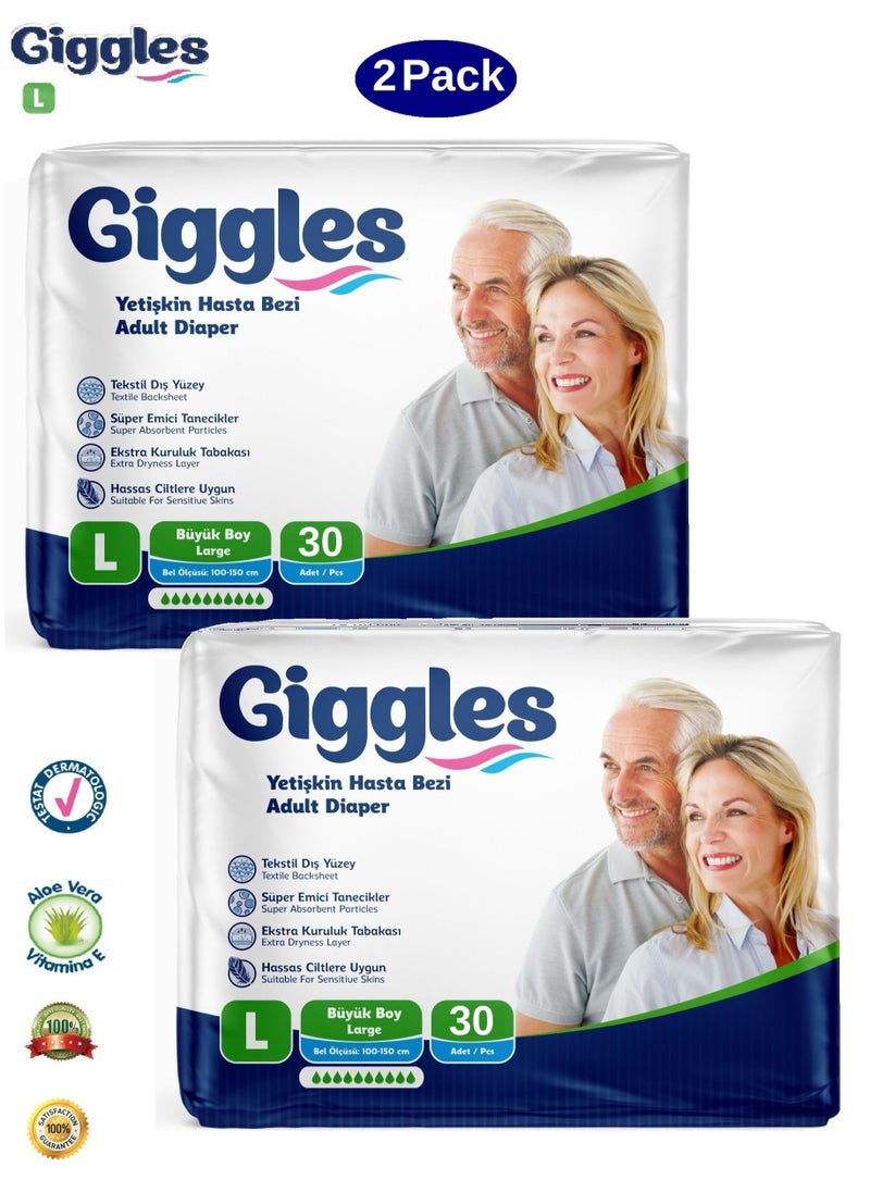 giggles Giggles 30 Pieces are ideal for Adult Diapers Briefs Large Size 2Pack  - Image 1