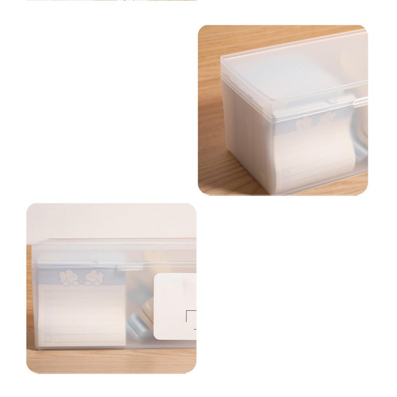 Clear Plastic Card Storage Box with Lid 6.1x3.9x3.2in Desk Organizer for Students Dorm Office - Image 5
