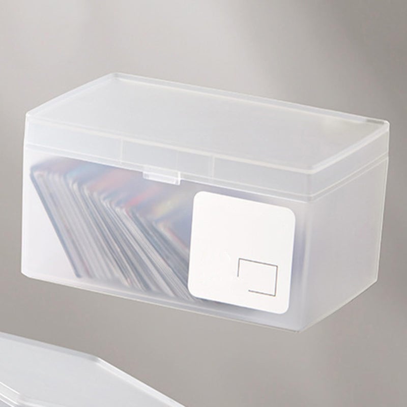 Clear Plastic Card Storage Box with Lid 6.1x3.9x3.2in Desk Organizer for Students Dorm Office - Image 4