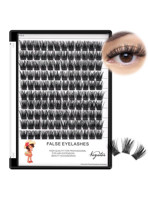Vayator False Eyelash, Wide Cluster D Curl Individual Eyelashes Extension, 120pcs Per Pack, Various Lengths, Soft, Comfortable, Cruelty Free, Synthetic
