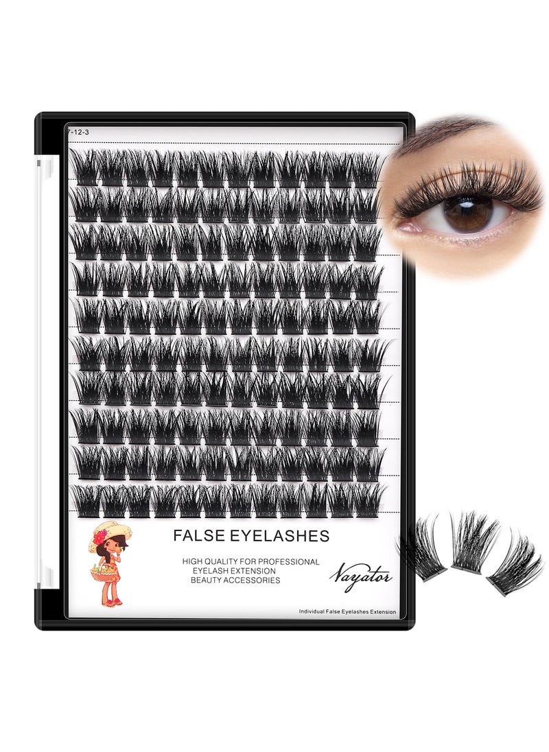 Vayator Vayator False Eyelash, Wide Cluster D Curl Individual Eyelashes Extension, 120pcs Per Pack, Various Lengths, Soft, Comfortable, Cruelty Free, Synthetic 