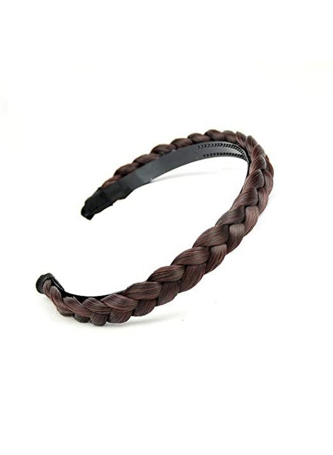 SUNBIRD Synthetic Hair Band Plaited Hairband For Women Braided Hair Plaits Soft Extensions Stretchy Hairband highquality Set of 2 Light Weight Hair Bands (set of 2, Brown Hair band) - Image 1