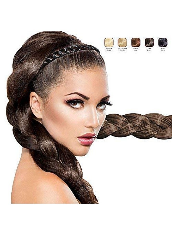 SUNBIRD Synthetic Hair Band Plaited Hairband For Women Braided Hair Plaits Soft Extensions Stretchy Hairband highquality Set of 2 Light Weight Hair Bands (set of 2, Brown Hair band) - Image 3