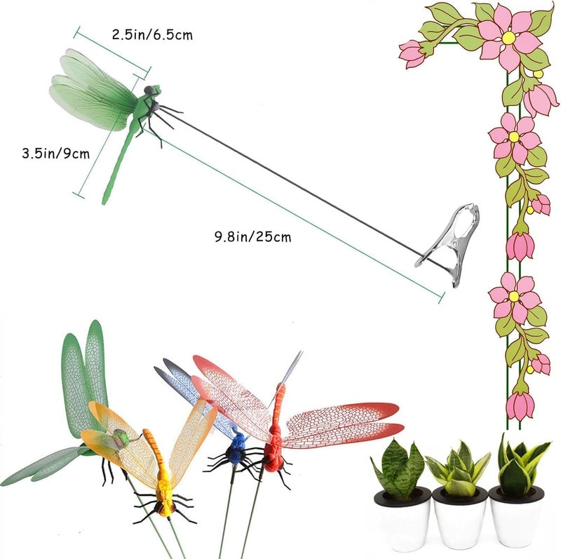 ZLMC Outdoor 3D Dragonfly Clips, Fake Dragonfly Clip, Creative Home Ornaments, 3D Dragonfly Garden Decoration Clip with Natural and Organic Conceptsï¼ˆ8PCSï¼‰ - Image 3