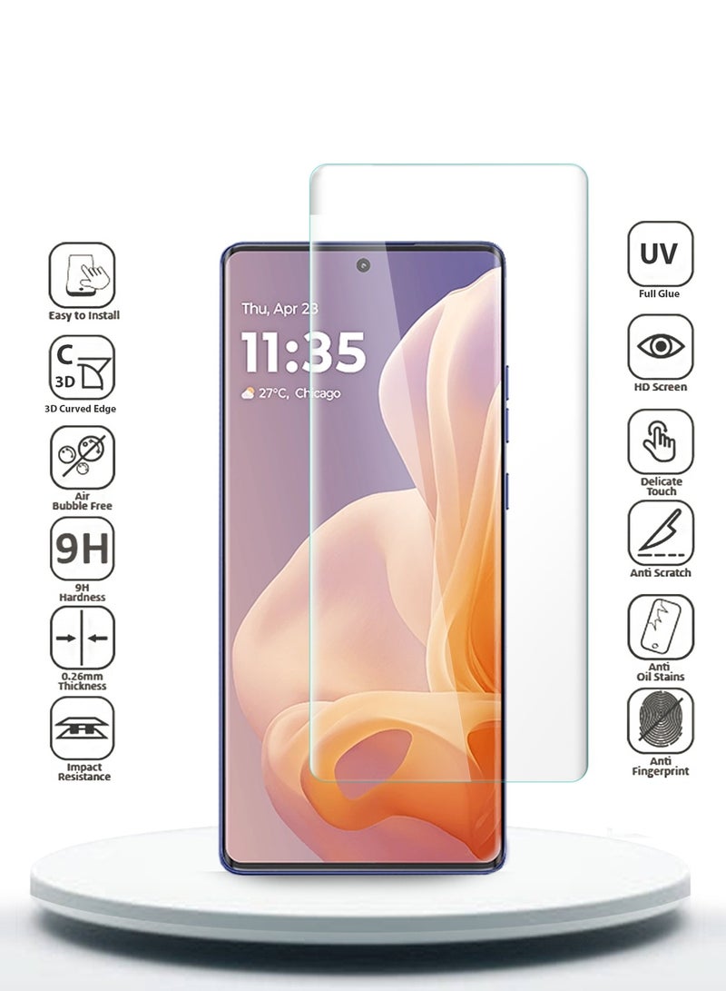 Wtech Motorola Moto G85 / Motorola Edge 50 Fusion / Motorola S50 Neo 5G 2024 Premium Curved Edges UV Full Glue Full Cover Tempered Glass Screen Protector (MSGUCN) - Clear  - Image 2